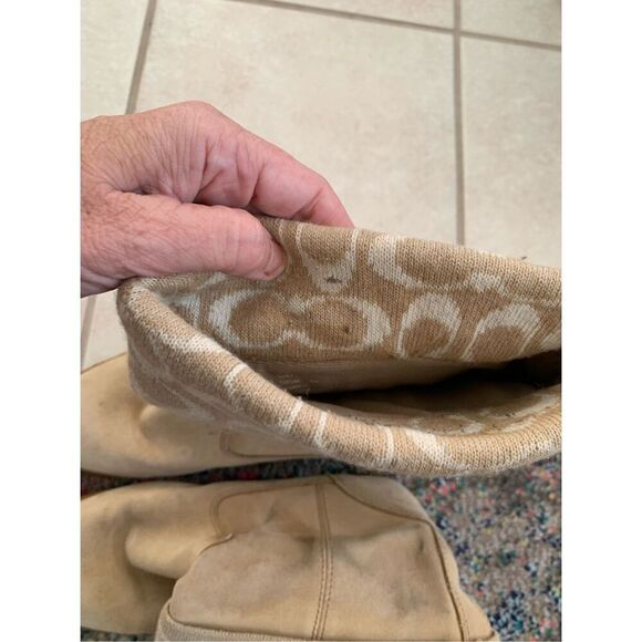 COPY - Coach Women’s Tatum Boots Tan Suede Leather Wool - Picture 9 of 13